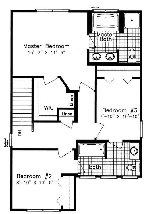 Bradford NNA 1580 Square Foot Two Story Floor Plan